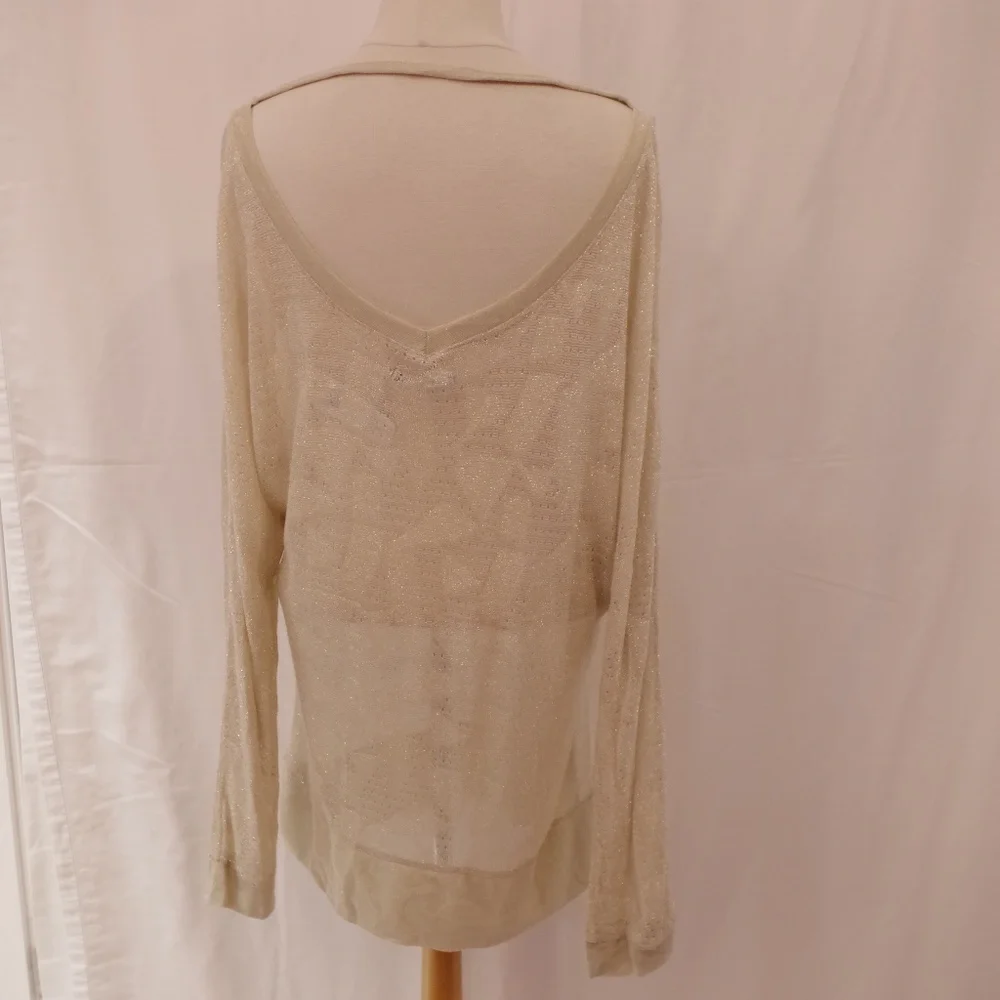 Vero Moda Metallic Gold Scoop Back Knit Top- Sz. L - Picture 3 of 4